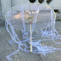 Chinese Japan Yarn Oiled Paper Silk Cloth Umbrella Costume Ancient Chinese Princess Umbrella Drama White Craft Umbrella Cosplay