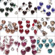 100 Sets 6 & 8mm Shiny Czech Crystal Rhinestone Rivet Metal Base Studs Decoration Findings For Clothing Bag Leathercraft