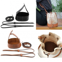 Handmade Handbag Shoulder Strap  Woven Bag Set Hollow Drawstring  Bucket Bags Leather DIY Backpack With Bag Bottom Belt 7Pcs Set