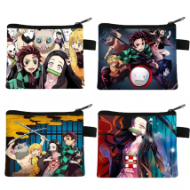 Anime Kimetsu No Yaiba Mini Wallet Cosplay Kamado Tanjirou Nezuko Coin Purse Canvas Storage Pouch Coin Key Wallet