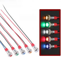 8mm LED Metal Indicator Light Waterproof Signal Lamp With 2 Wires Panel Mount Red Yellow Blue Green White 6V 12V 24V 110V 220V