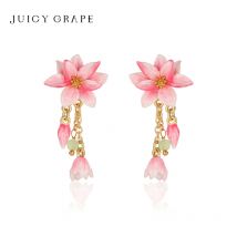 Saftige Traube rosa Magnolie Blume Charm Ohrringe für Frauen s925 Silber Nadel Original Design Licht Luxus Sommers chmuck