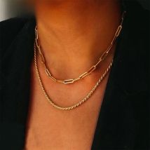 eManco Chain Necklace Chain Stacking Multiple Thin Chain Ladies  Stainless Steel Chain Jewelry