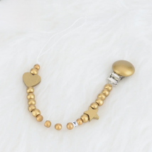 MIYOCAR personalized any name all gold  luxurious wooden beads dummy clip holder pacifier clips holder/Teethers clip  for baby