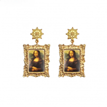 Metal Art Van Gogh Mona Lisa Earrings European And American Style Personality Retro Fashion Stud Earrings Ms Jewelry Accessories