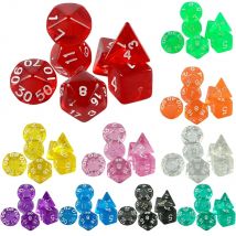 High Quality  7 Pcs/set Transparent Crystal Digital  Polyhedral Dice Sets D4-D20 ,  for DNDGame Dados Rpg  Board Game