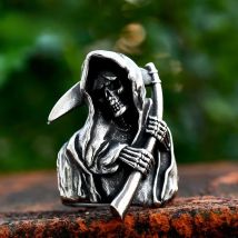 BEIER 100% Stainless steel Wholesale Cheap Cool Hell Death Skull Man Punk Biker High Quality Ring BR8-156