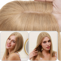TESS Hair Toppers Women Topper 10x12cm Hair Clips Natural Hair Wigs 100% Human Hair Silk Base Blonde Clip In Hair Extensions