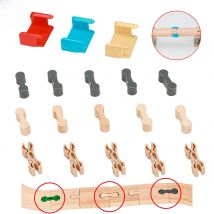 10PCS Wooden Railway Train Track Connector FixerBulk Track Accessories Connector Toys Holder Wooden Snap Track Scene Toys