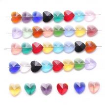 10mm 14mm Austria Crystal Heart Pendant Vertical Hole Glass Beads Love Heart Shape For DIY Making Necklace Earing Accessories