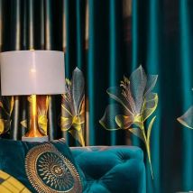 European Style Curtains for Living Room Dining Bedroom Satin Lily Embroidered Nordic Minimalist 95% High Shading Luxury Palace