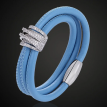 Zlxgirl jewelry Brand Cubic Zircon bracelet and bangle best women's fine Christmas gifts imitation leather bracelet accessories