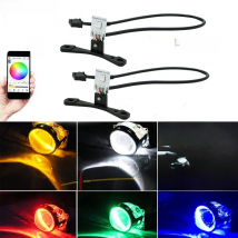 NSXINQI 1set LED Devil Eye Demon Eyes RGB Projector Headlight Lens Retrofit Bluetooth APP Control Car Lights