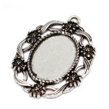 REGELIN 10pcs/lot Antique Bronze Tone Oval filigree Frame Cabochon Settings Blank Base Fit 18*25mm Cameo Jewelery Making Finding