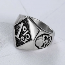 Punk Cool 316L Stainless Steel Silver Color Black Biker 1% er Skull Ring Men's Motorcycle Biker Band Party Rings