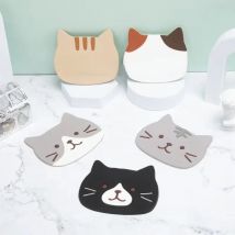 5pcs Cat Silicone Cup Coaster Mat, Waterproof & Heat Resistant Table Placemats