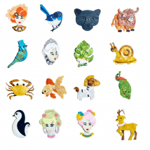 New Cartoon Peacock Crab Bird  Fish Snail Acrylic Brooches For Women Kids Lovely Handmad Crafts Lapel Pins Party Jewelry Gifts