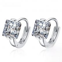 925 Silver Pass Diamond Test Total 2 ct D Color Sparkling Square Moissanite Tiny Huggie Hoop Earring Women Wedding Jewelry