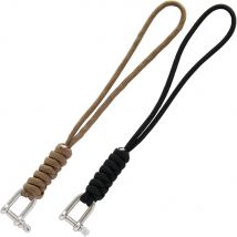 2PCS QingGear Handmade Paracode Braided Tactical Knife Gear Lanyard with Stainless Steel Shackle Keychain Parachute Cord Rope