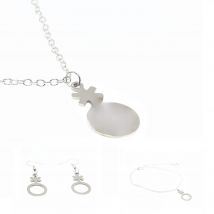 Non-Binary Symbol Silver Tone Necklace, Bracelet, and Earrings - Stylish Gender-Inclusive Jewelry Set