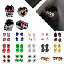 4Pcs/Set Universal Car Skull Style Antirust Copper Core Motorcycle Bike Car Wheel Valve Stem Caps