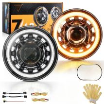AUXBEAM 7 Inch 135W LED Headlights with DRL Turn Signal Hi/Lo Sealed Beam Compatible with Jeep Wrangler JK JKU TJ LJ Chevy Ford