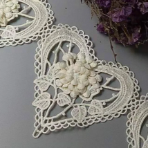 10pcs Cotton Heart Flower Lace Trim Embroidered Lace Ribbon Handmade Wedding Dress Sewing Supplies Craft Gray White Gold Pink
