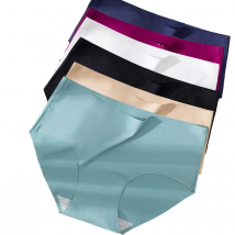 3Pcs Plus Size Underwear Women's Panties Ice Silk Solid Color Ladies Seamless Underpant Girls Briefs Breath Sexy Lingerie Female