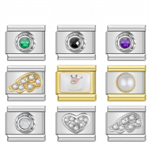 Hapiship New Original Daisy Heart Wing Round CZ High-end Italian Charm Fit 9mm Bracelet Stainless Steel Jewelry Making DJ199