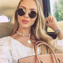 New Small Frame Round Sunglasses Woman Brand Designer Alloy Mirror Sun Glasses Classic Shopping Lady Black Oculos De Sol