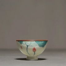 Chinese Ceramic Teacup Hand painted lotus pattern Tea Bowl Master cup Personal Single Cup Small tea cups travel Teaware