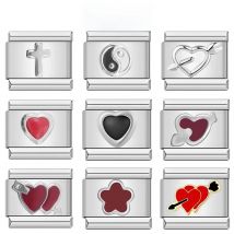 Hapiship Original Daisy Fashion Romantic Red Heart Love Italian Charm Fit 9mm Bracelet Stainless Steel Jewelry Making DJTop9