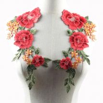 2 Pcs/Set Embroidery Big Flower Lace Neckline Fabric DIY Lace Collar Fabrics For Patchwork Sewing Collar Applique DIY