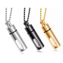Openable Glass Container Tube Urn Necklaces for Ashes Stainless Steel Cremation Jewelry Memorial Pendant Keepsake + Funnel Fill