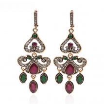 Sunspicems Arab Drop Earrings for Women Turkish Long Earring Antique Gold Color Resin Wedding Jewelry Brincos Ethnic Pendientes