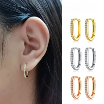 Fashion Charm 100% Real 925 Sterling Silver Minimalist Pave Zircon Geometric Stud Earrings for Women Unisex Party Jewelry Gift
