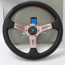 13inch 325mm Car Sport Steering Wheel Perforated Leather Anti Slip Grip Black Silver Gold Titanium N250301
