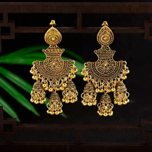 New Ethnic Vintage Women's Geometric Turkish Jhumka Earrings Indian Jewelry Gold Color Tassel Dangling Earrings Turkey Jewelry