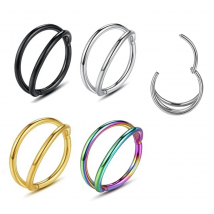1-3PCS Double Hoops Nose Ring Hoop Hinged Septum Hoop Piercing Hypoallergenic Conch Daith Helix Ring Hoops Rook Tragus Lip Ring