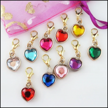 20Pcs KC Gold Plated Mixed Acrylic Heart With Lobster Claw Clasps Charms 12.5x16.5mm