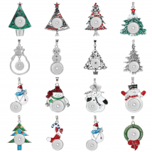Snap Jewelry Christmas Snowman Tree Snap Button Pendant Necklace Fit 20mm 18mm Snap Buttons Pendant DIY Accessories