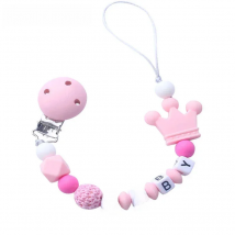 Custom Free personalized Name baby pacifier holder chain Handmade silicone crown safe teether Newborn Chew Gift