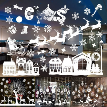 Christmas window Glass Electrostatic Sticker santa snowflake Winter Wall Stickers Merry Christmas Home Decoration new year Decal
