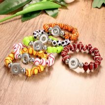 USA Football Baseball Basketball Tennis Strand Bracelet 18mm Snap Button Acrylic Bangle Fashion Charm Jewelry For Women Men Gift
