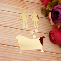 1 Set  Bathroom, Men, Women Entrance Sign Acrylic Mirror Surface Door 3d Mirror Surface Wall Sticker Home Decoration