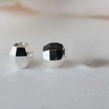 Solid 925 Sterling Sliver Seamless Faceted Beads Round Spacer Mirror Surface Cutting Loose Bead for Jewelry Making 2 mm 3mm ,1pc