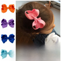 2Pcs/Set 4Inches Solid Color Bow Hair Clip For Kids Girls Ribbon Bowknot Hairpins Barrettes Boutique Headwear Hair Accessories