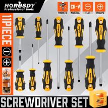 HORUSDY Set di cacciaviti magnetici da 11 pezzi Punta a testa piatta Phillips con magnetizzatore