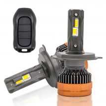 2pcs 160W Tri-Color LED Headlights h4 led h7 led with Remote Control Flashing Dual Projector Lens Cooling Fan Car LED Front Lamp