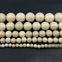 Cream River Stone Round Loose Beads For Jewelry Making DIY Bracelets Necklace 15'' 4/6/8/10/12mm